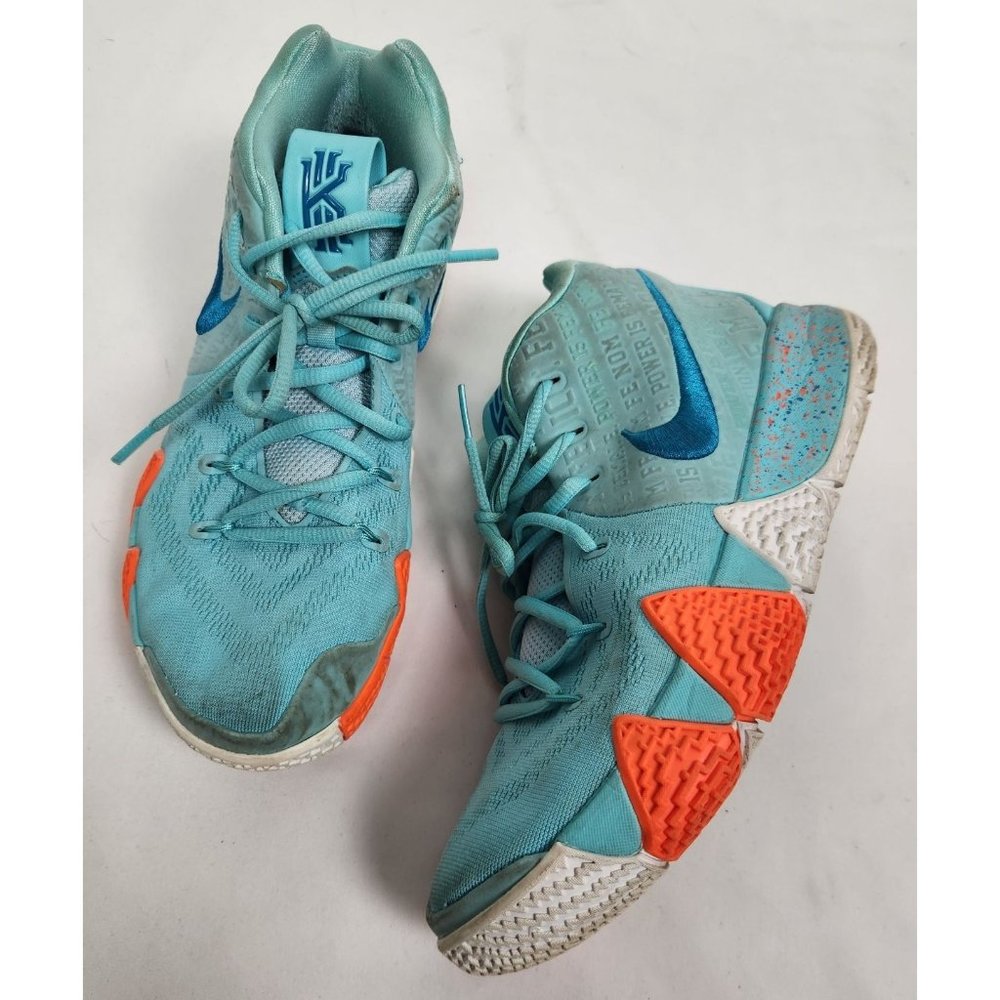 Nike Men's Sz. 8.5 Kyrie 4 Power Is Female Light Aqua Basketball Sneakers